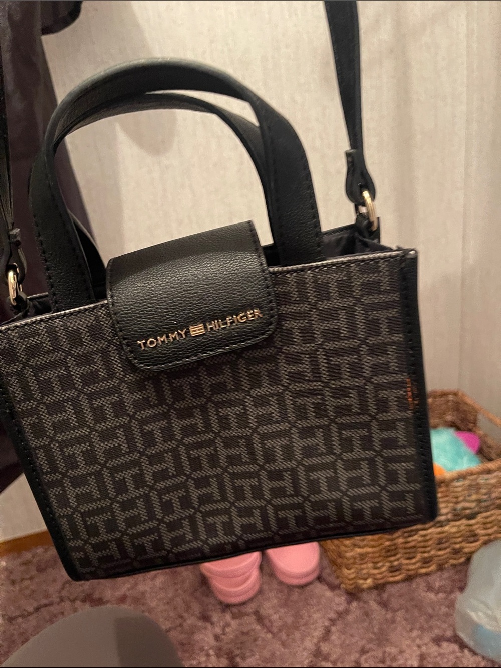 Tommy Hilfiger Black Monogram Mini Tote